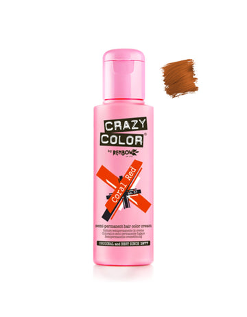 Crazy Color Semi-Permenant Hair Color Cream No. 57 Coral Red - Bold and Striking - 100ml